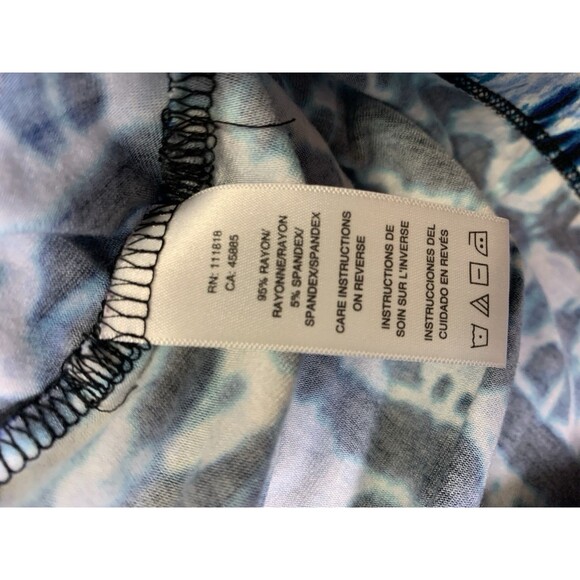 Michael Kors Dress Medium Blue Sleeveless V Neck Ruched Geometric Tie Dye Style - Picture 4 of 6